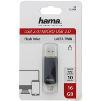 Hama flashPen "Laeta Twin" 16 GB 10 MB/s, šedý