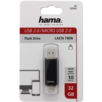 Hama flashPen "Laeta Twin" 32 GB 10 MB/s, šedý