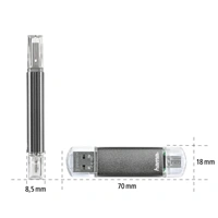 Hama laeta Twin FlashPen, USB 2.0, 64 GB, 10 MB/s, šedý