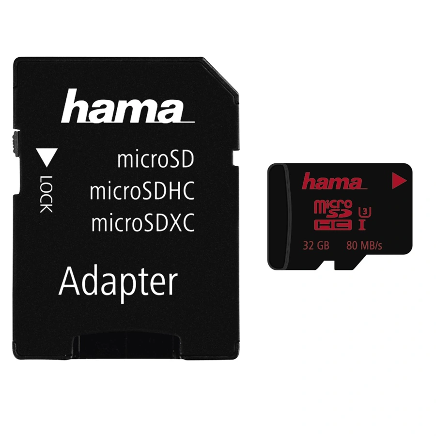 Hama microSDHC 32 GB UHS Speed Class 3 UHS-I 80 MB/s + adaptér