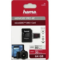 Hama microSDXC 64 GB UHS Speed Class 3 UHS-I 80 MB/s + adaptér