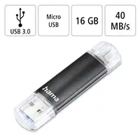 Hama flashPen Laeta Twin, USB 3.0, 16 GB, 40 MB/s, čierny