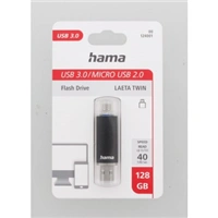 Hama flashPen Laeta Twin, USB 3.0, 128 GB, 40 MB/s, USB-A - micro USB