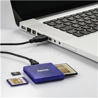 Hama multi čítačka kariet USB 2.0, SD/microSD/CF, modrá