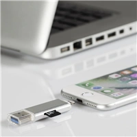 Hama čítačka kariet Lightning + USB 3.0 Save2Data, microSD, strieborná