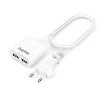 Hama dvojit sov nabjeka USB s kabelem, 2,4 A, 1,9 m (rozbalen)
