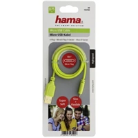 Hama micro USB kbel Flexi-Slim, obojstrann konektor, 0,75 m, zelen