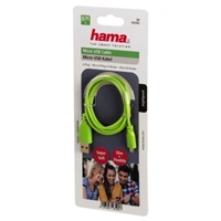 Hama micro USB kbel Flexi-Slim, obojstrann konektor, 0,75 m, zelen