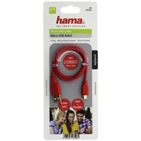 Hama micro USB kbel Flexi-Slim, obojstrann konektor, 0,75 m, erven