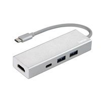 Hama USB-C 3.1 hub Aluminium, 2x USB-A, USB-C, HDMI