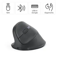 Hama vertikálna ergonomická bezdrôtová myš EWM-600L, pre ľavákov, nabíjacia, čierna