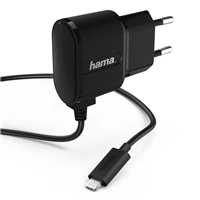 Hama sieťová nabíjačka s káblom, Apple Lightning, MFI, 1 A, čierna