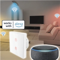 Hama SMART WiFi dotykový nástenný vypínač, dvojitý, vstavaný, biely