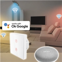 Hama SMART WiFi dotykový nástenný vypínač, dvojitý, vstavaný, biely