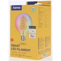 Hama SMART WiFi LED žiarovka, Matter, E27, G95 Filament, guľa, RGBW, stmievateľná, appka