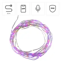 Hama SMART WiFi svetelná reťaz, 100 LED, von./vnút. použitie, nastavenie farieb, stmievanie, 10 m