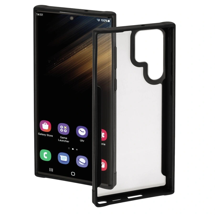 Hama Metallic Frame, kryt pre Samsung Galaxy S22 Ultra (5G), priehľadný/čierny