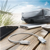 Hama kábel USB-C 2.0 typ A-C 0,2 m, opletený, biely