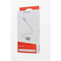 Hama kábel USB-C 2.0 typ A-C 0,2 m, opletený, biely