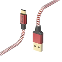 Hama kábel Reflective USB-C 2.0 typ A - typ C, 1,5 m, ervená