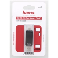 Hama USB 2.0 OTG čítačka kariet Basic, SD/microSD, čierna