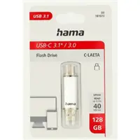 Hama Flash Pen Laeta, USB-C/USB-A 3.1, 128 GB, 40 MB/s, strieborný