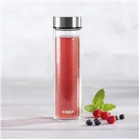 Xavax To Go, sklenená fľaša na teplý/studený/sýtený nápoj, 450 ml, sitko, neoprénový obal