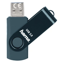 Hama USB 3.0 Flash Drive Rotate, 64 GB, 70 MB/s, petrolejová modrá