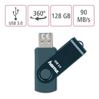 Hama USB 3.0 Flash Drive Rotate,128 GB, 70 MB/s, petrolejová modrá