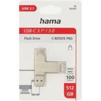 Hama USB flash disk C- Rotate Pro, USB-C 3.1, 512 GB, 100 MB/s