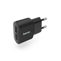 Hama dvojitá sieová USB nabíjaka, 2,4 A, ierna