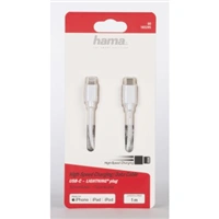 Hama MFi USB-C Lightning nabíjací/dátový kábel pre Apple, 1 m, biely