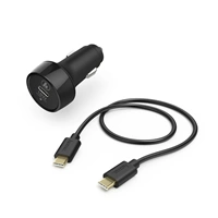 Hama set rýchla USB nabíjaka do vozidla USB-C PD / QC 3.0, 18 W + kábel USB C-C 1,5 m