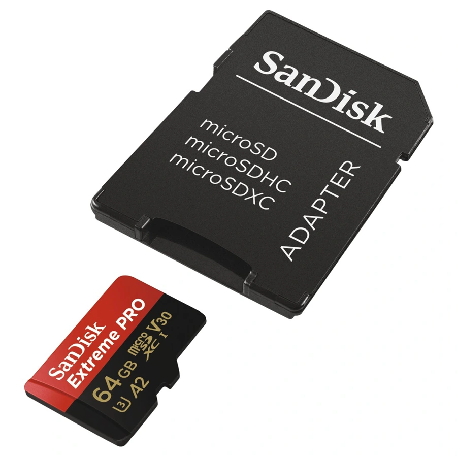 SanDisk Extreme Pro microSDXC 64 GB 170 MB/s A2 C10 V30 UHS-I U3, adapter |  HAMA - foto, video, elektro, tašky a príslušenstvo