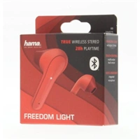 Hama Bluetooth slúchadlá Freedom Light, kôstky, nabíjacie puzdro, červené