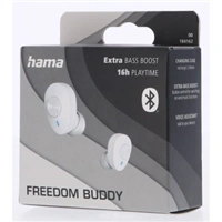 Hama Bluetooth slúchadlá Freedom Buddy, štuple, nabíjacie puzdro, biele