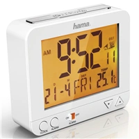 Hama RC 550, digitálny budík riadený rádiovým signálom, funkcia noného svetla, biely