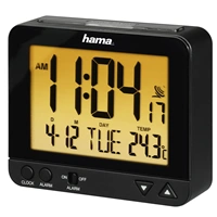 Hama RC 550, digitálny budík riadený rádiovým signálom, s automatickým podsvietením displeja, čierny