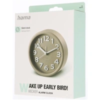 Hama Retro budík, okrúhly, priemer 12 cm, tichý chod, sivohnedý
