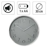 Hama Elegance nástenné hodiny, priemer 30 cm, tichý chod, strieborné/šedé (rozbalené)