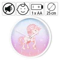 Hama Magical Unicorn, detské nástenné hodiny, priemer 25 cm, tichý chod