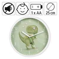 Hama Happy Dino, detské nástenné hodiny, priemer 25 cm, tichý chod