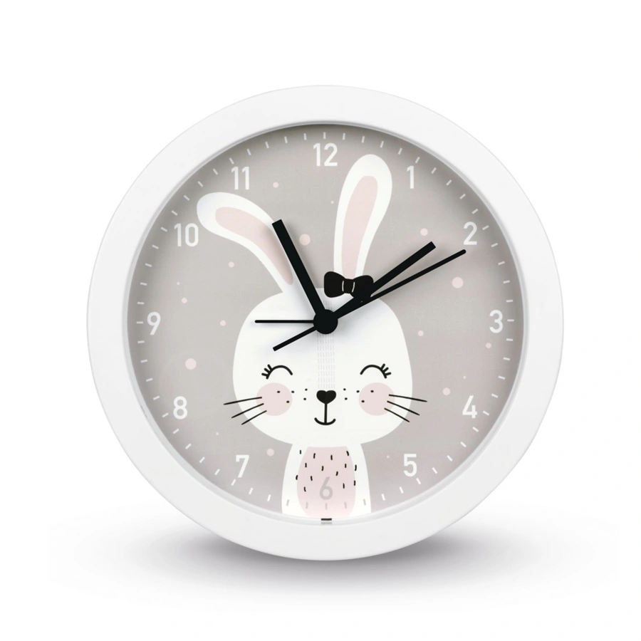 Hama Lovely Bunny, detské stolné hodiny s funkciou budenia, priemer 16 cm, tichý chod