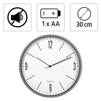 Hama Elegante, nástenné hodiny, priemer 30 cm, tichý chod, šedé
