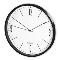Hama Elegante, nástenné hodiny, priemer 30 cm, tichý chod, čierne