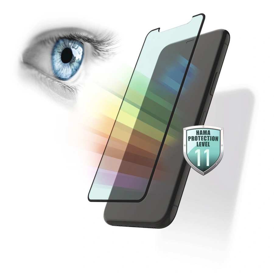 Hama Anti-Bluelight+Antibacterial, 3D ochranné sklo pre Apple iPhone 12/12 Pro