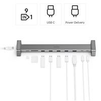 Hama USB-C dokovacia stanica Connect2Office Basic,  9 pripojení, odnímateľné nožičky