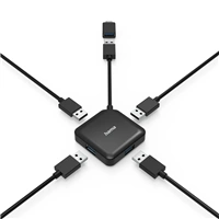 Hama USB hub, 4 porty, USB 3.2 Gen 1, USB-C adaptér