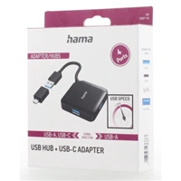 Hama USB hub, 4 porty, USB 3.2 Gen 1, USB-C adaptér