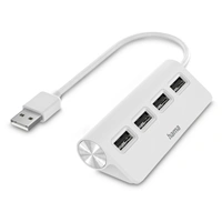 Hama USB hub, 4 porty, USB 2.0, 480 Mbit/s, biely